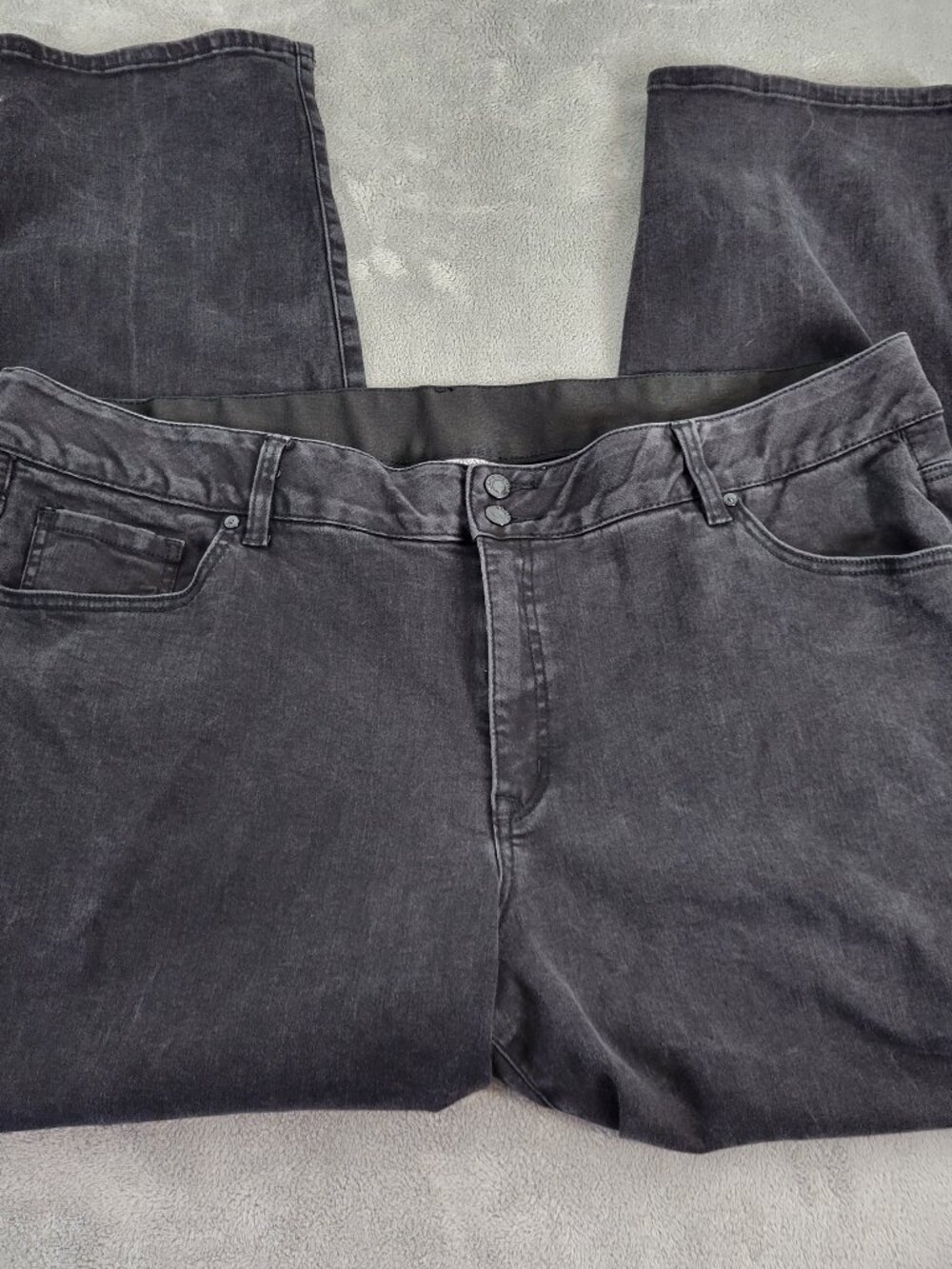 Lane Bryant Jeans 28 Womens Plus Black Straight Leg Stretch Elastic Waist SL51E
